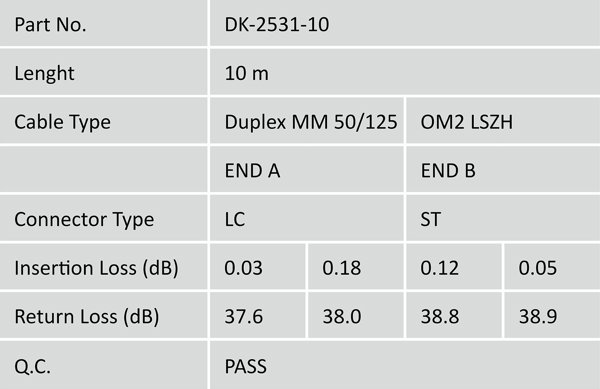 Digitus Καλώδιο Οπτικής Ίνας Patch LC/ST, Multimode OM2, 50/125 µ, Duplex, LSOH, 10m, Πορτοκαλί