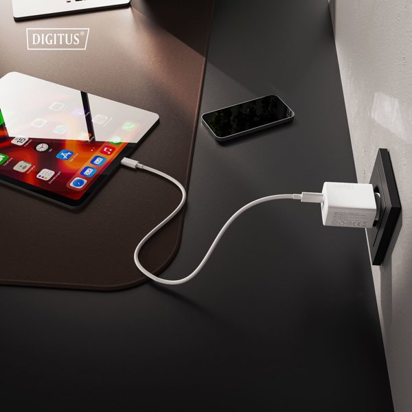DIGITUS USB GaN Ladeger�t 30W 1x USB-C 1x USB-A Weiss