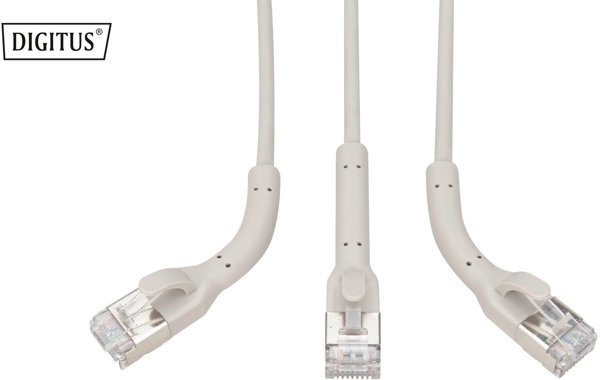 Digitus Καλώδιο κροσσύ γωνιακό CAT 6A F-FTP, χάλκινο, 0,3 μ, γκρι