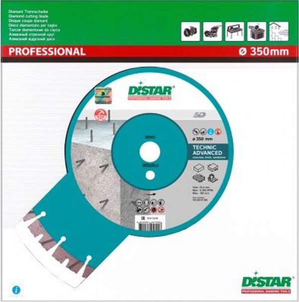 Δίσκος Διαμαντιών Di-Star Technic Advanced 1A1RSS/C3-H, 350x3.5x25.4mm, Για Κοπή Δομικών Υλικών