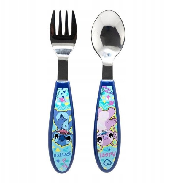 Disney Stitch - Zestaw metalowych sztuccow Stitch & Angel (lyzka i widelec)