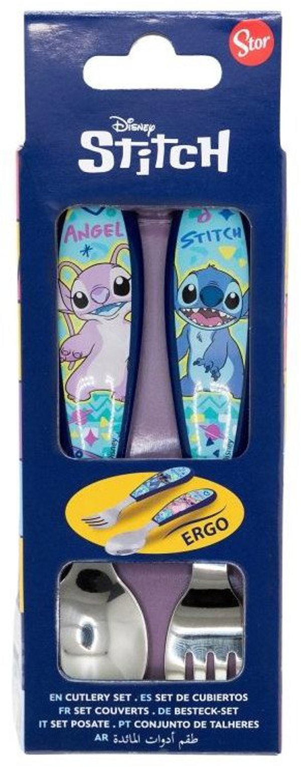 Disney Stitch - Zestaw metalowych sztuccow Stitch & Angel (lyzka i widelec)
