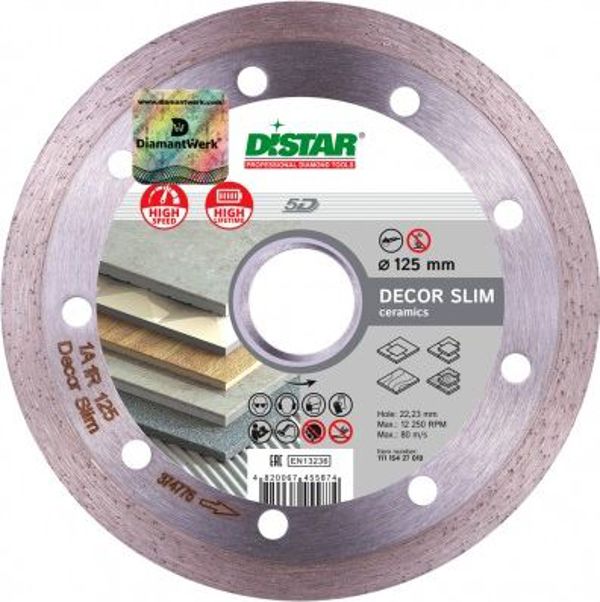 Διαμαντόδισκος Di-Star 1A1R Decor Slim 125mm για Κεραμικά Πλακίδια, 125x1,2x8x22,23mm