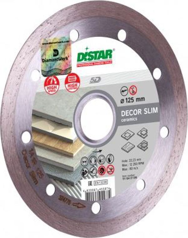 Διαμαντόδισκος Di-Star 1A1R Decor Slim 125mm για Κεραμικά Πλακίδια, 125x1,2x8x22,23mm