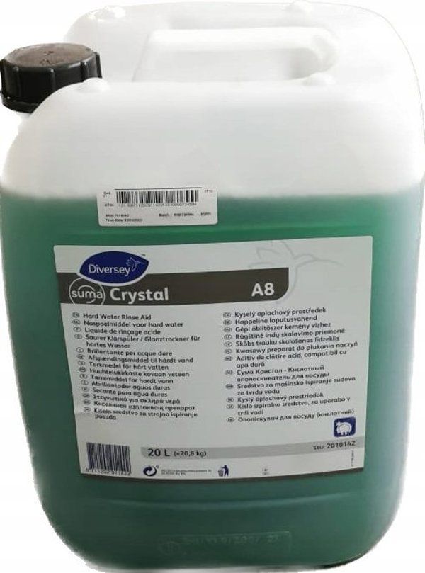Diversey Suma Crystal A8 Όξινο Λαμπρυντικό Πλυντηρίου Πιάτων, 20 L