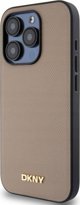DKNY Θήκη MagSafe για iPhone 15 Pro 6.1" Grained Metal Logo - Μπεζ