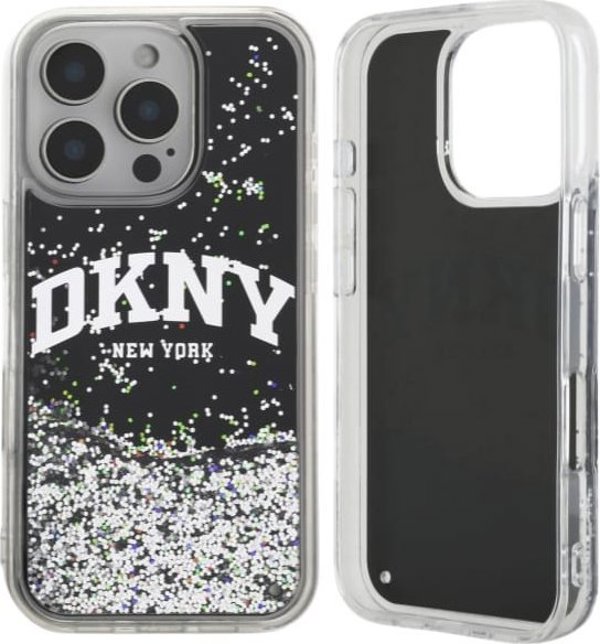 Θήκη DKNY για iPhone 16 Pro Max 6.9" Liquid Glitter Arch Logo - Μαύρη Σκληρή