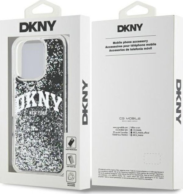 Θήκη DKNY για iPhone 16 Pro Max 6.9" Liquid Glitter Arch Logo - Μαύρη Σκληρή