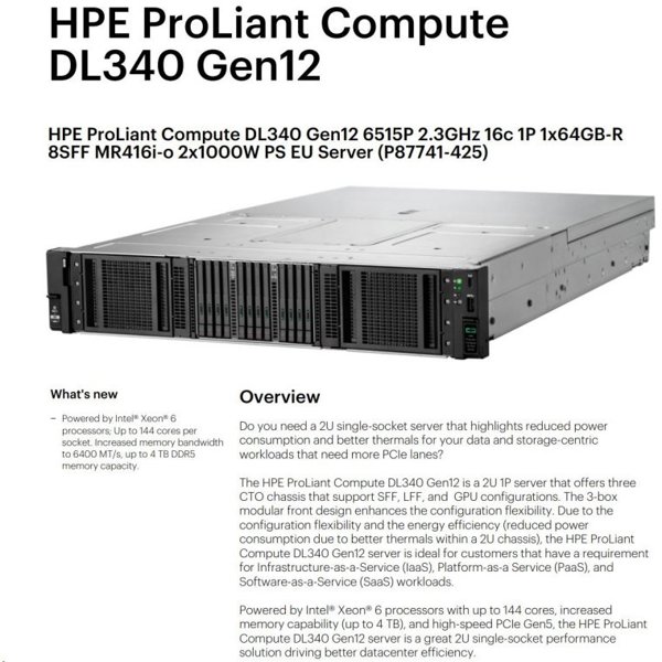 DL340 G12 6515P 1X64G 8SF-STOCK