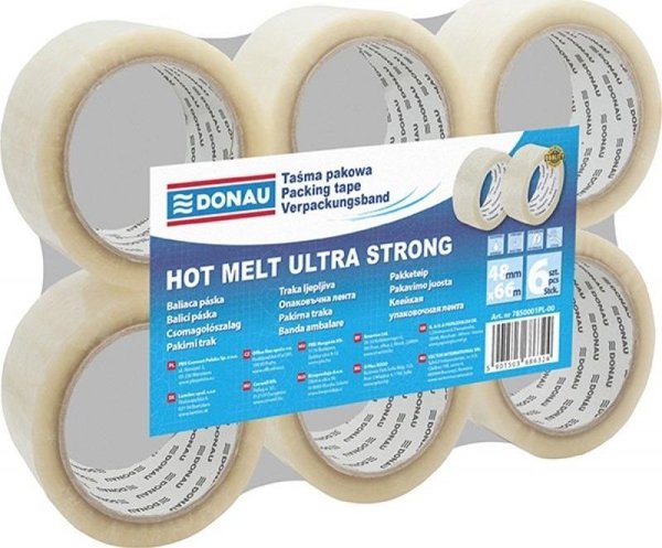 Ταινία Συσκευασίας Donau 48mm x 66m Διαφανής, 6 Τεμάχια