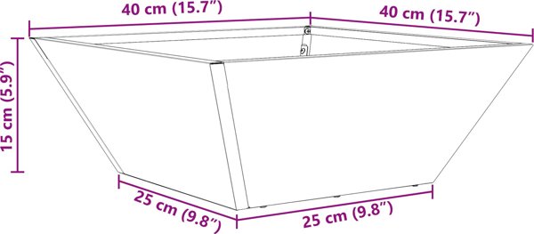 Donica Metalowa Czarna Metal 40 x 40 x 15 cm Donice