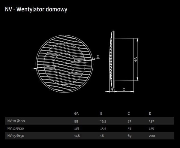 Dospel Wentylator domowy sufitowy Dospel 150MM NV 15 007-0334