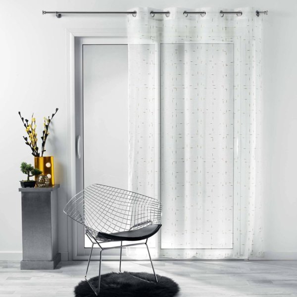 Douceur d`Interieur Κουρτίνα παραθύρου με θηλιές DIXIE, 140 x 240 εκ., λευκή με χρυσό σχέδιο