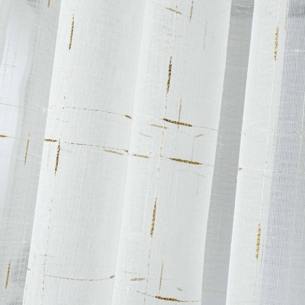 Douceur d`Interieur Κουρτίνα παραθύρου με θηλιές DIXIE, 140 x 240 εκ., λευκή με χρυσό σχέδιο