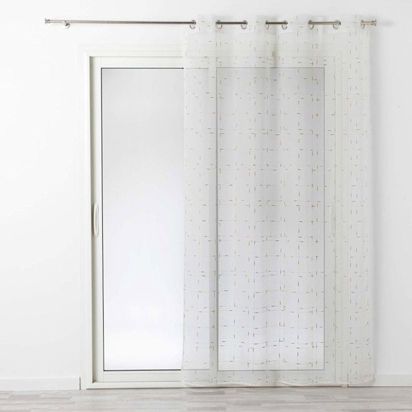 Douceur d`Interieur Κουρτίνα παραθύρου με θηλιές DIXIE, 140 x 240 εκ., λευκή με χρυσό σχέδιο