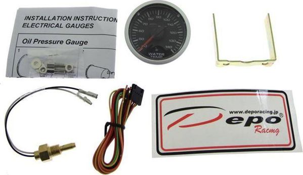 Οργανο Μέτρησης Θερμοκρασίας Νερού Depo Racing CSM 52mm, Ψηφιακός Μετρητής για Αυτοκίνητο