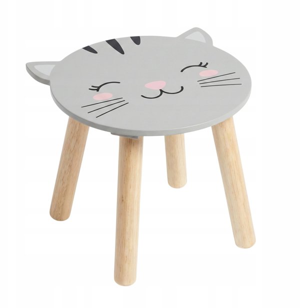 Drewniany stolek dzieciecy SAFARI z motywem zwierzat 28 cm