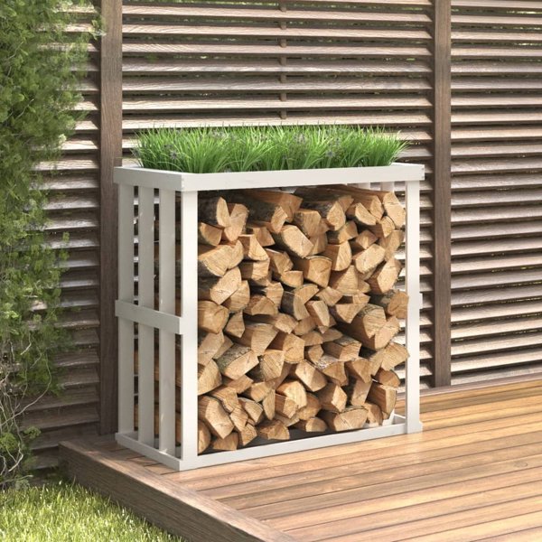 vidaXL Υπαίθρια Στάση για Ξύλα, Λευκή, 108x52x106 cm, Μασίφ Πεύκο