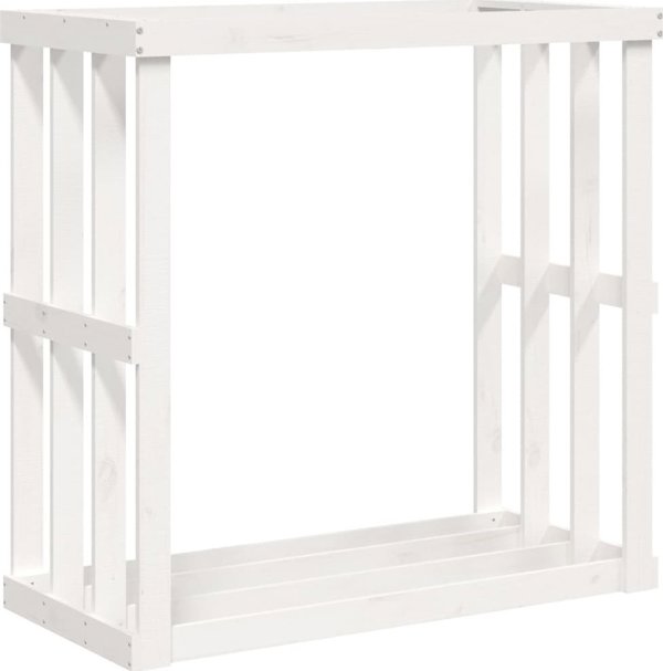 vidaXL Υπαίθρια Στάση για Ξύλα, Λευκή, 108x52x106 cm, Μασίφ Πεύκο