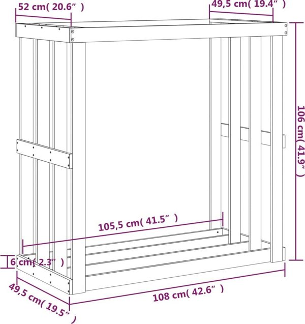 vidaXL Υπαίθρια Στάση για Ξύλα, Λευκή, 108x52x106 cm, Μασίφ Πεύκο