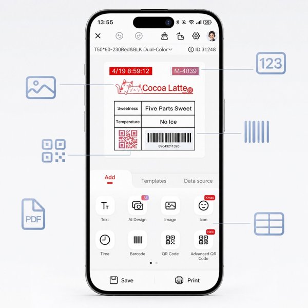 Drukarka etykiet TPG/Cognitive Niimbot Drukarka etykiet B2 PRO, złota + rola etykiet 230 ks (1AC96442809)