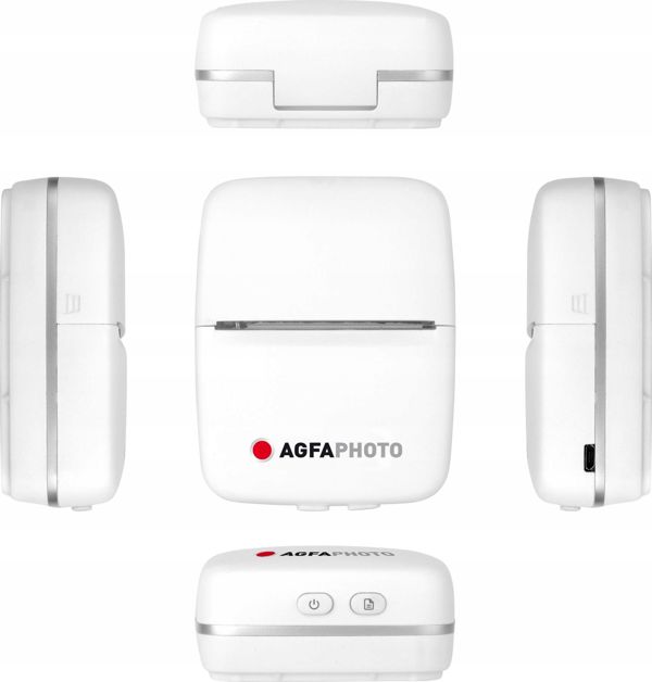 AgfaPhoto Realpix Pocket Φωτογραφικός Εκτυπωτής Bluetooth για Smartphone & Tablet, Συμβατό με Android & iOS, Λευκό