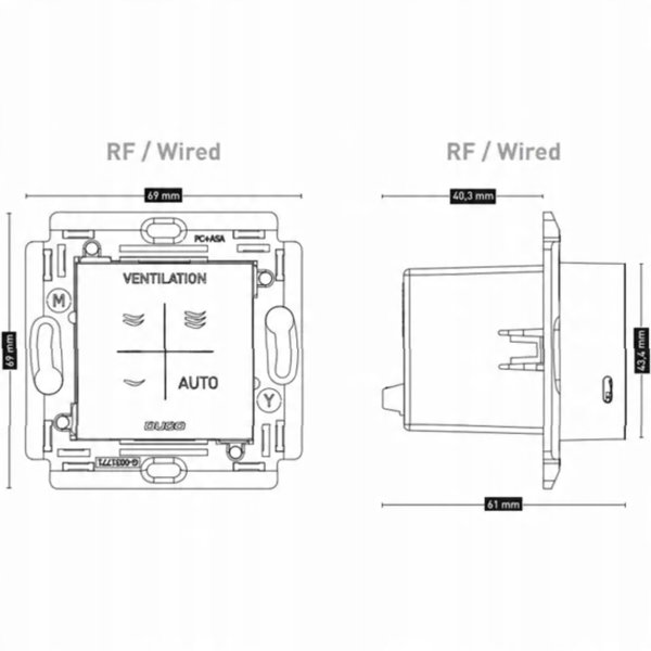 Duco CO2 Room sensor with command RF/Wired white