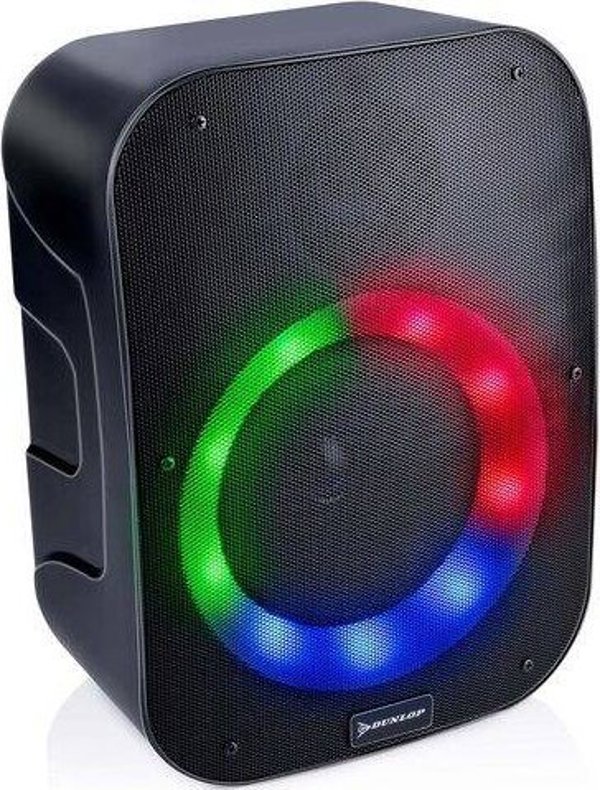 Dunlop ηχείο Bluetooth φορητό 20W D500 με ραδιόφωνο FM και LED, μαύρο