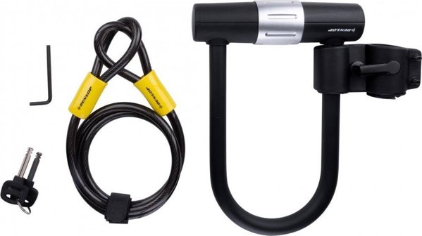 Dunlop Κλειδαριά Ποδηλάτου U-Lock Με Καλώδιο 10x1200mm, Αντικλεπτικό Σετ