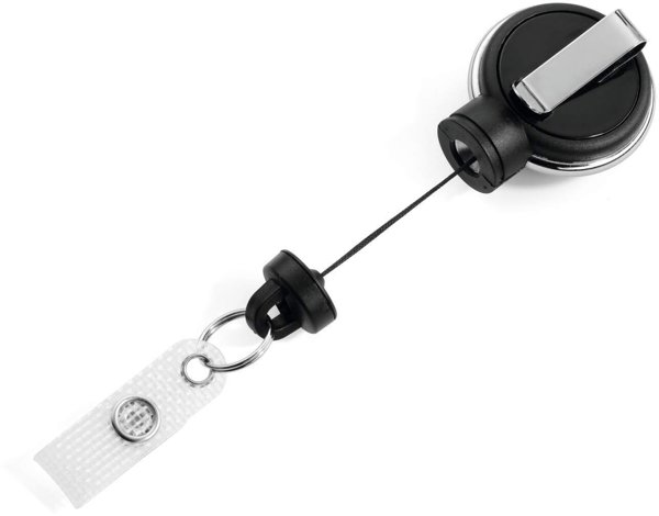 Durable 834901 Θήκη Κάρτας με Μηχανισμό Badge Reel, Μαύρο, Πλαστικό, 35 mm x 65 mm