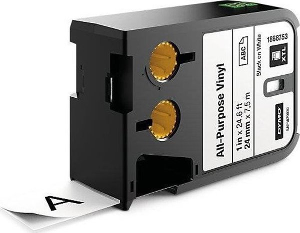 Dymo XTL βινυλίου ταινία 24 mm μαύρη σε λευκό 7m