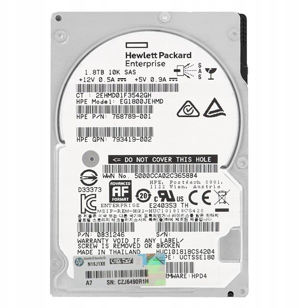 Dysk HP DRV HD MSA 1.8TB 12G 10K 2.5