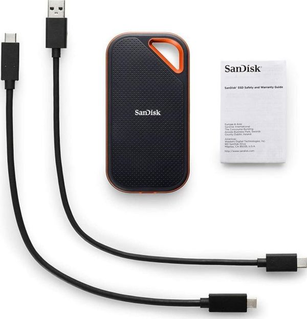 SanDisk Extreme PRO Portable SSD V2 4TB, Φορητός Δίσκος, Ταχύτητα 2000MB/s, IP55, Μαύρο-Πορτοκαλί