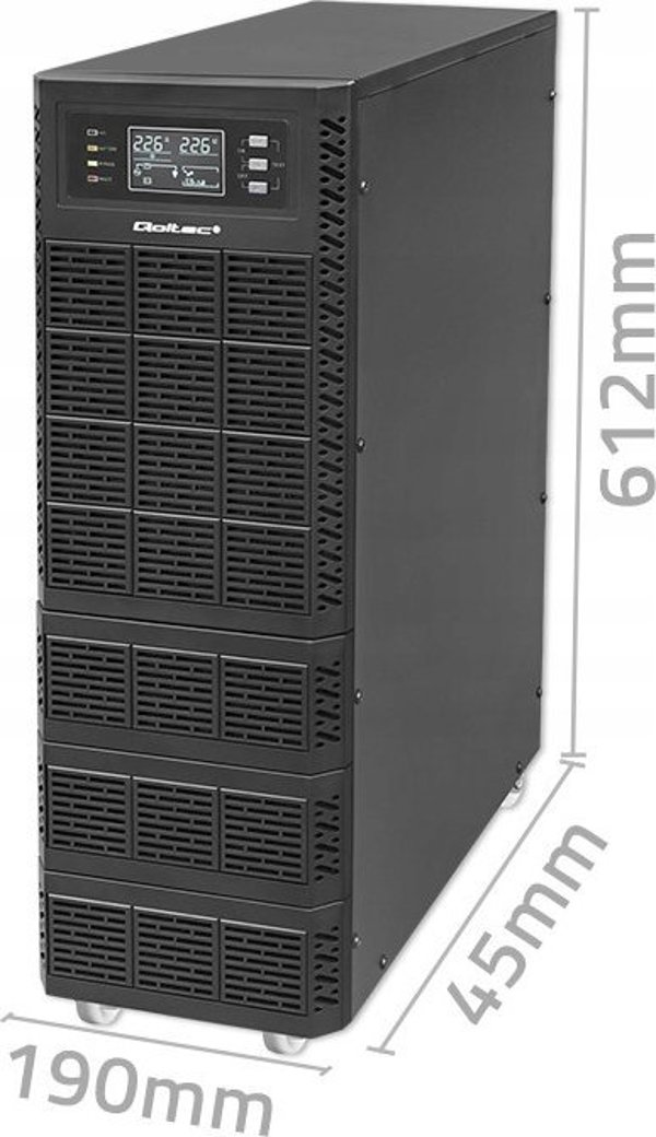 Dysan Zasilacz awaryjny UPS Qoltec 10kVA | 10000W | Power Factor 1.0 | LCD | EPO | USB | On-line