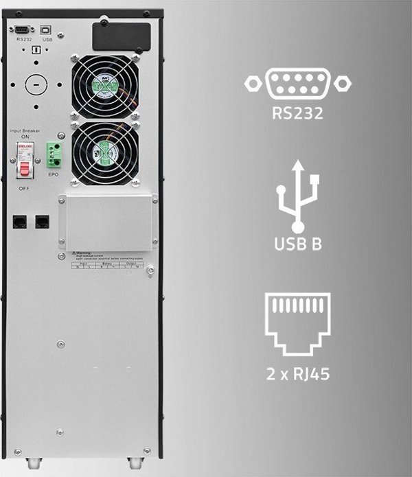 Dysan Zasilacz awaryjny UPS Qoltec 6kVA | 6000W | Power Factor 1.0 | LCD | EPO | USB | On-line