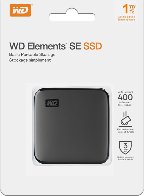 WD Elements SE 1TB Εξωτερικός SSD Δίσκος, Φορητός, Super Fast, Μαύρος (WDBAYN0010BBK-WESN)