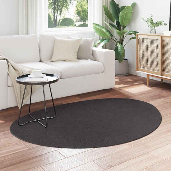 dywany Antracytowy Poliester 120 x 170 cm Dywan pokojowy Owalny
