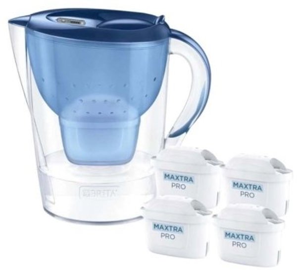 Brita Κανάτα Φιλτραρίσματος Νερού Marella+ 2.4l Μπλε με 4 Ανταλλακτικά MaxtraPro