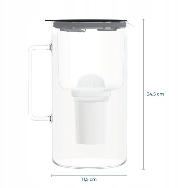 Dzbanek Wessper D4 BOROSILICATE MINI futureflow™ Aquaclassic (WES209-FF-BK)