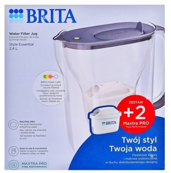 Brita Κανάτα Φίλτρου Νερού Style Essential, 2,4l, Σκούρο Μπλε, με 2 Ανταλλακτικά MaxtraPro PP