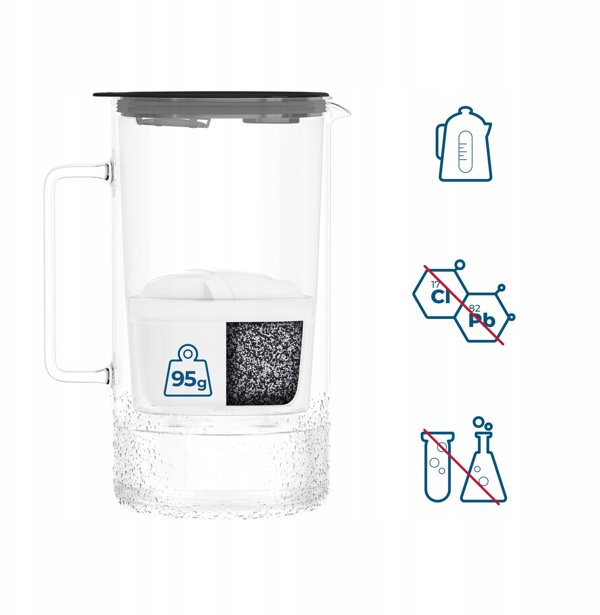 Dzbanek Wessper D4 BOROSILICATE MINI futureflow™ Aquamax (WES208-FF-BK)