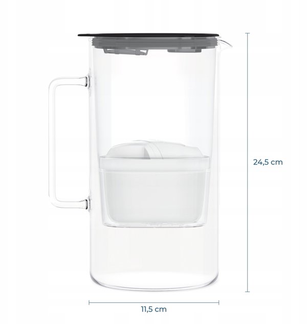 Dzbanek Wessper D4 BOROSILICATE MINI futureflow™ Aquamax (WES208-FF-BK)
