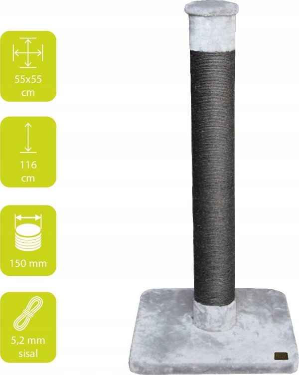 Ονυχοδρόμιο Γάτας EBI Στύλος 55x55x115cm, Φυσικό Σιζάλ, Ανοιχτό Γκρι