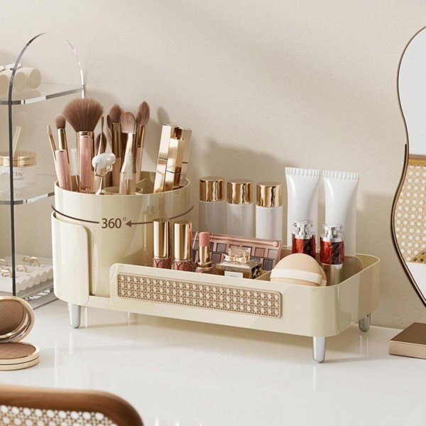 eCarla Organizer na pędzle, kosmetyki, plecionka wiedeńska obrotowy 34,5x14x15 cm CB75K
