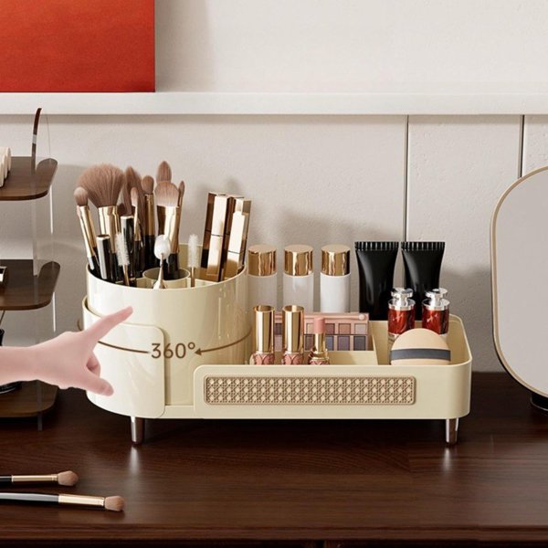 eCarla Organizer na pędzle, kosmetyki, plecionka wiedeńska obrotowy 34,5x14x15 cm CB75K