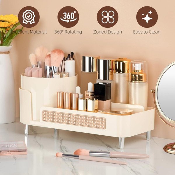 eCarla Organizer na pędzle, kosmetyki, plecionka wiedeńska obrotowy 34,5x14x15 cm CB75K