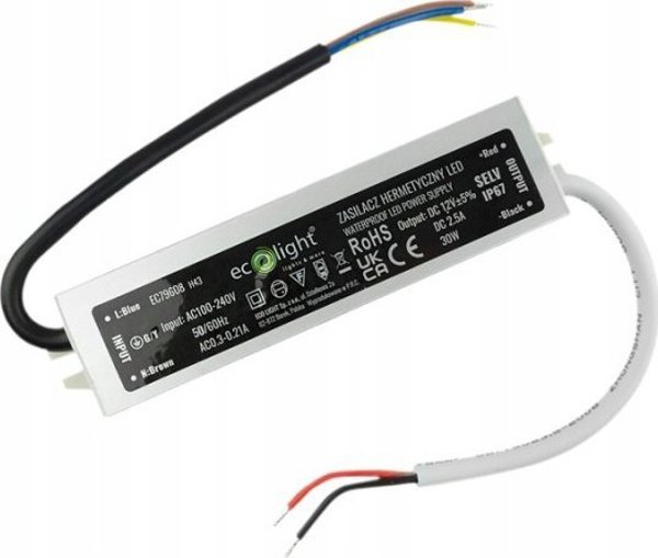 ECOLIGHT2 Zasilacz LED hermetyczny Ecolight EC79608 IP67 30W 12V