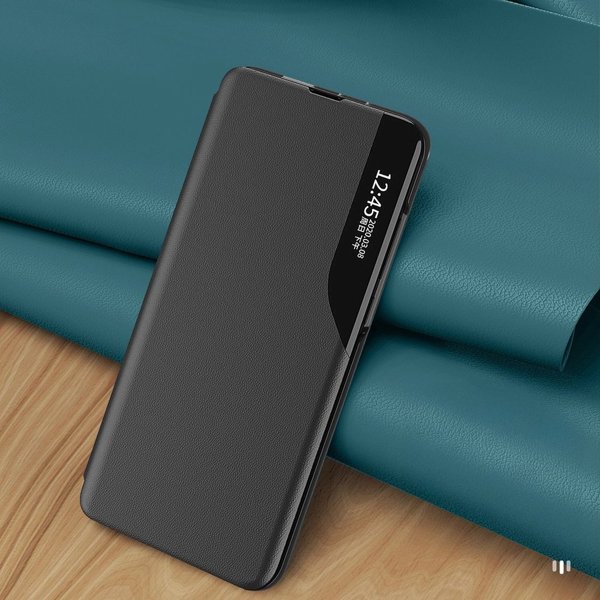 Θήκη Eco Leather View Case για Samsung Galaxy S24 FE με καπάκι και βάση - μαύρο