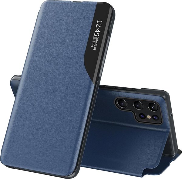 Θήκη Eco Leather View Case για το Samsung Galaxy S25 Ultra με καπάκι και βάση - μπλε