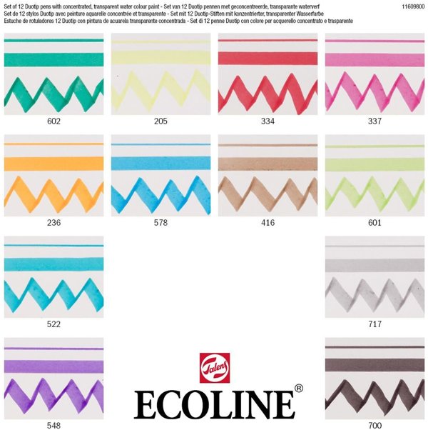 EcoLine Duotip Μαρκαδόροι Basic, Σετ 12 Χρωμάτων - Διπλής Μύτης